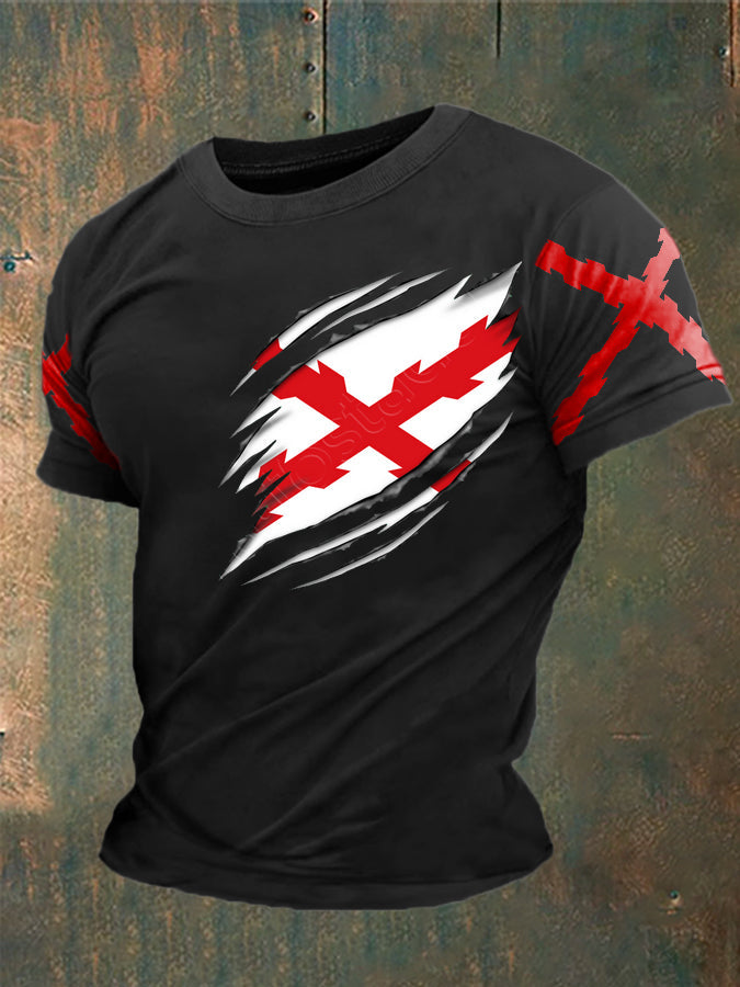 Cruz de España de los hombres de Borgoña Impreso Camiseta