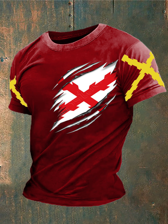 Cruz de España de los hombres de Borgoña Impreso Camiseta