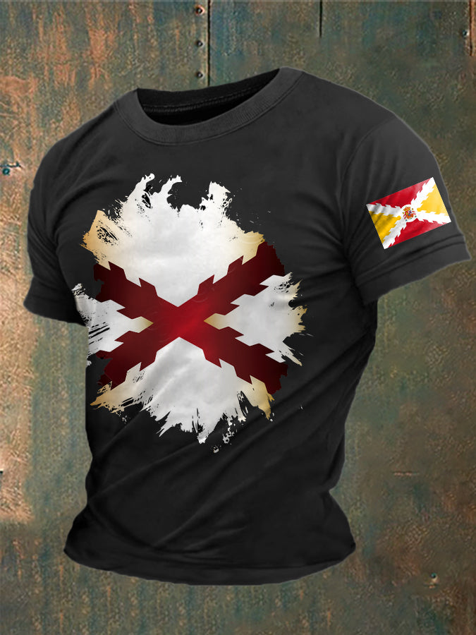 Cruz de España de los hombres de Borgoña Impreso Camiseta
