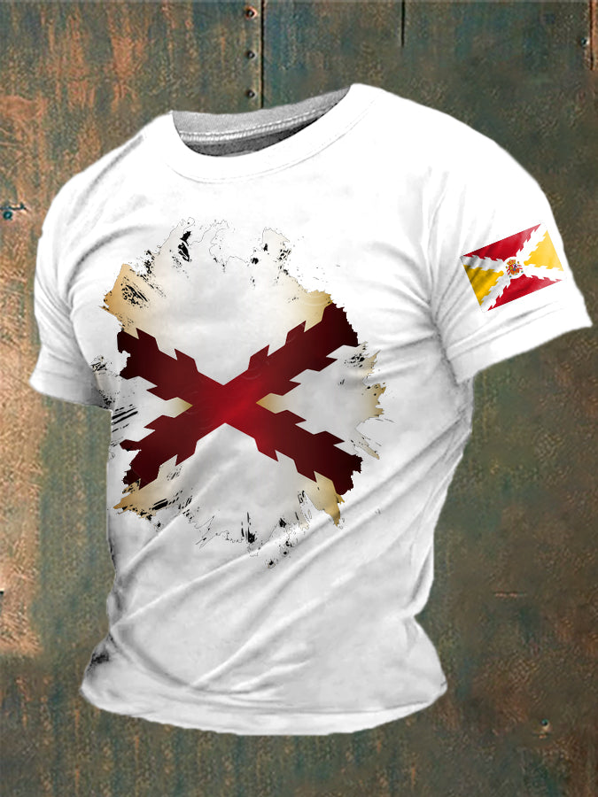 Cruz de España de los hombres de Borgoña Impreso Camiseta