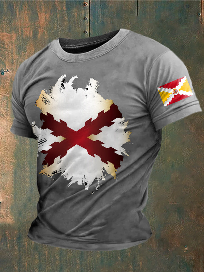 Cruz de España de los hombres de Borgoña Impreso Camiseta