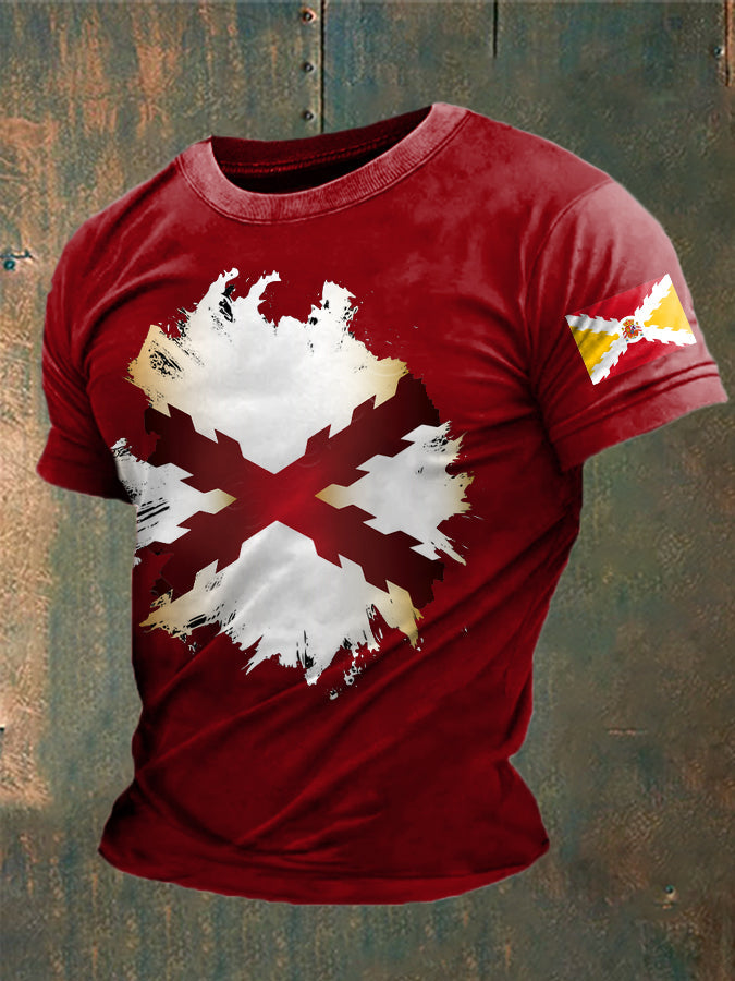 Cruz de España de los hombres de Borgoña Impreso Camiseta