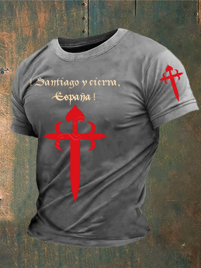 Cruz de la fe de España de los hombres de Santiago Impreso camiseta
