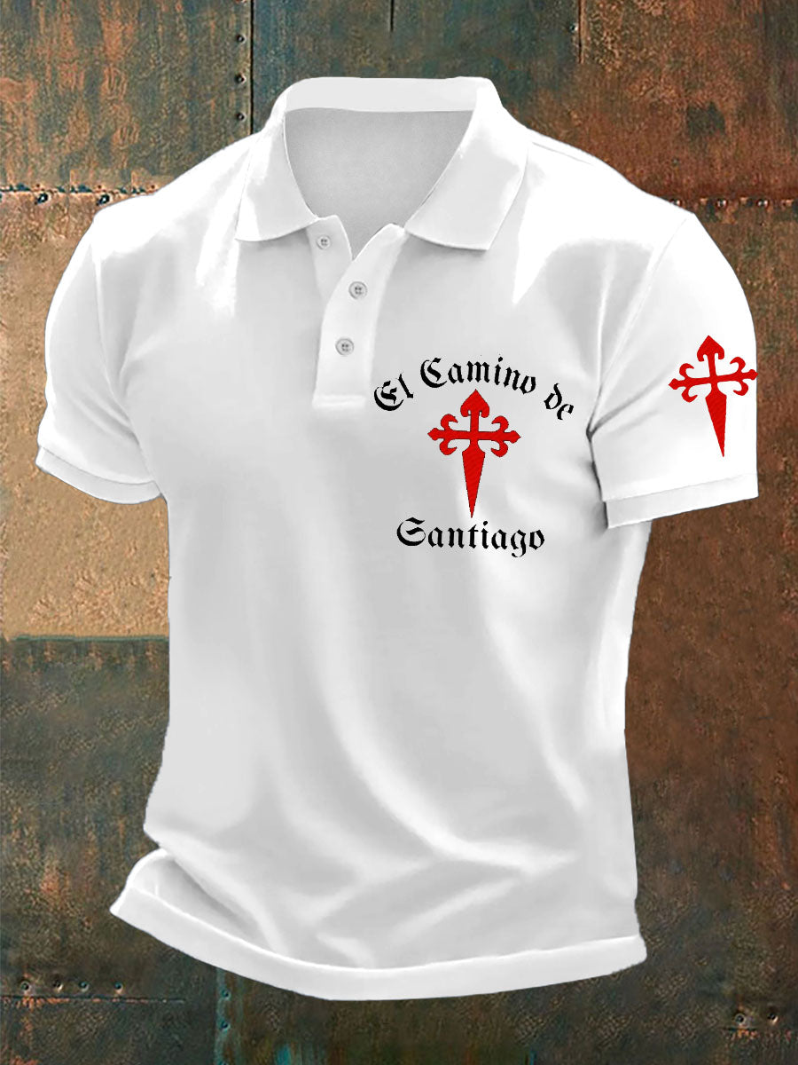 Hombre España Fe Cruz de Santiago Peregrinación a Santiago Impreso Polo