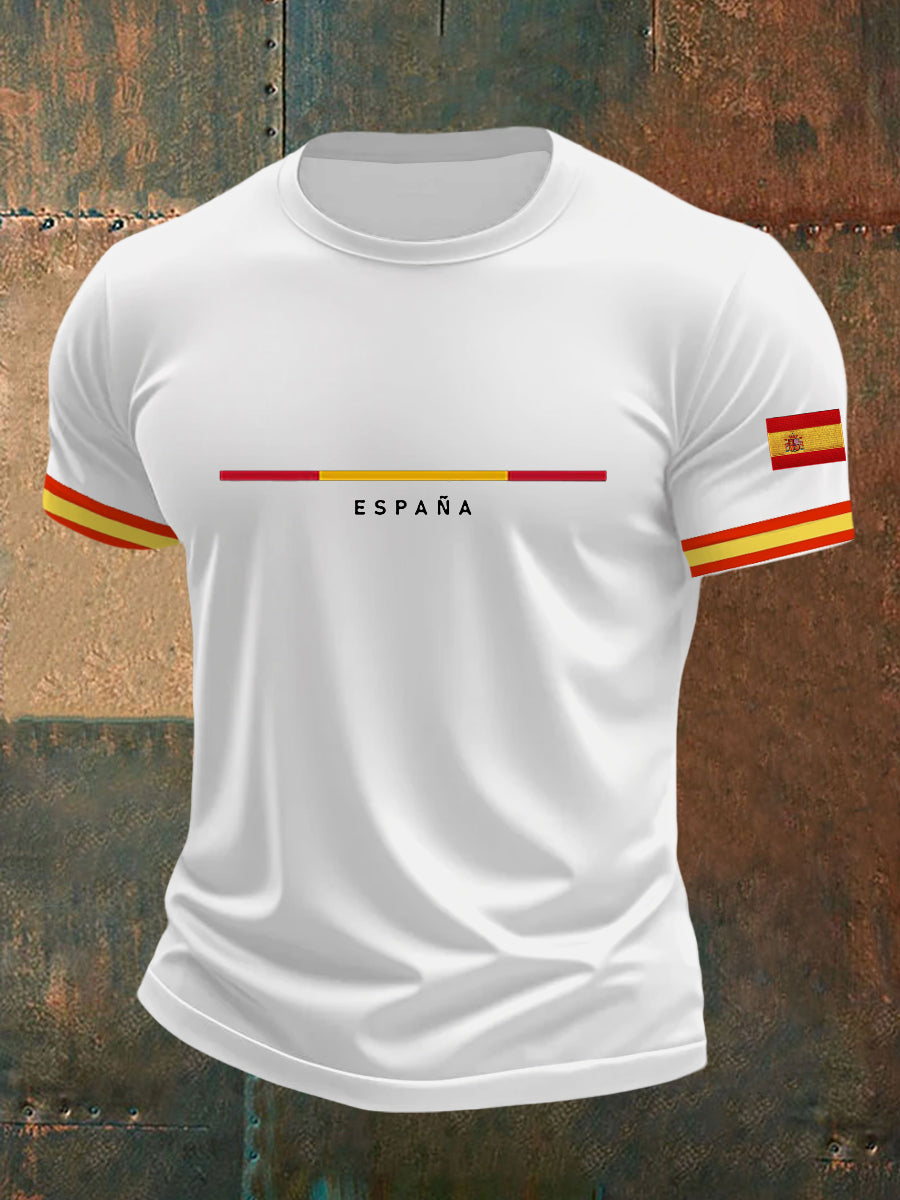 Top de manga corta con estampado de bandera de España para hombre