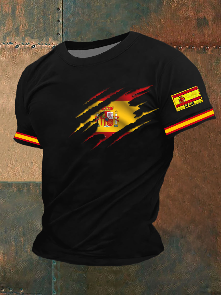 Camiseta bordada bandera española de los hombres
