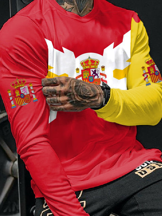 Cruz de España de los hombres de Borgoña Impreso Camiseta
