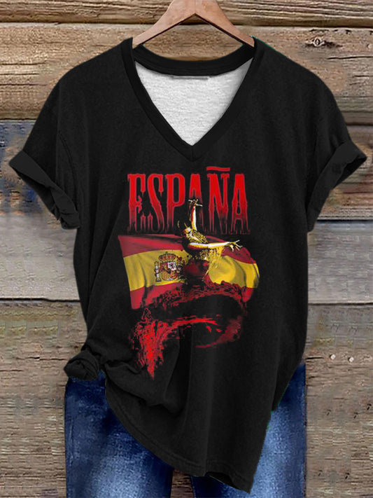 Camiseta de manga corta para mujer bailarina de flamenco española
