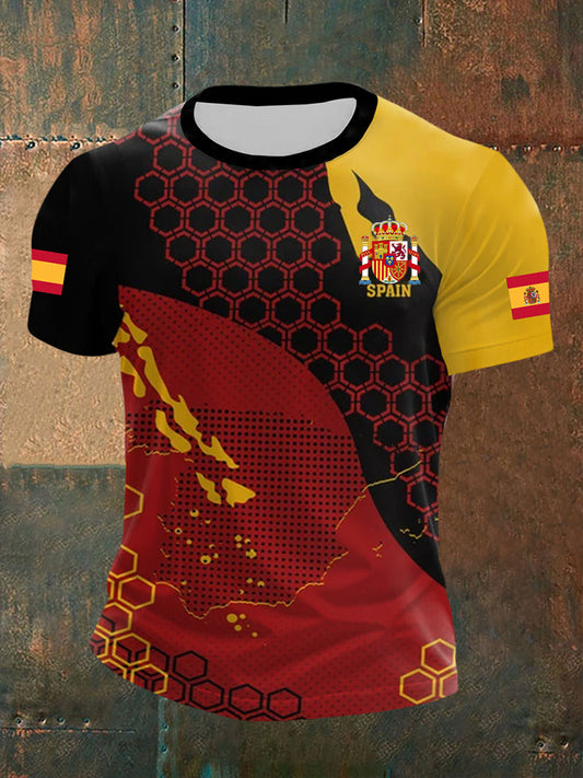 Top de manga corta con estampado de bandera de España para hombre