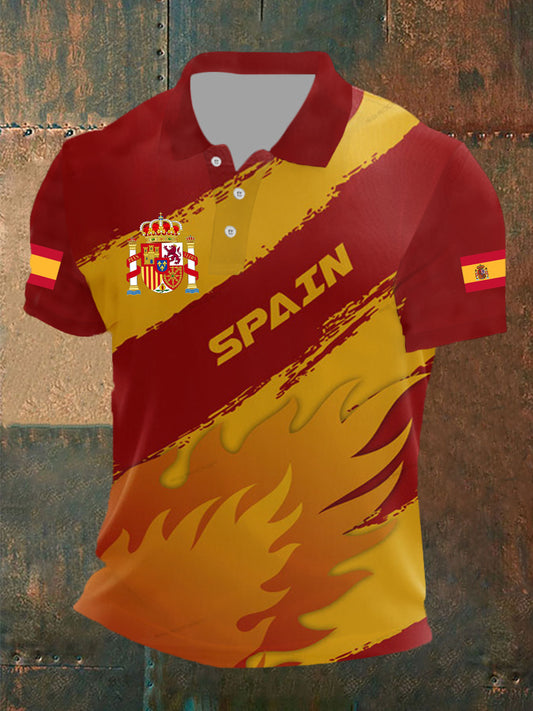 Top de manga corta con estampado de bandera de España para hombre