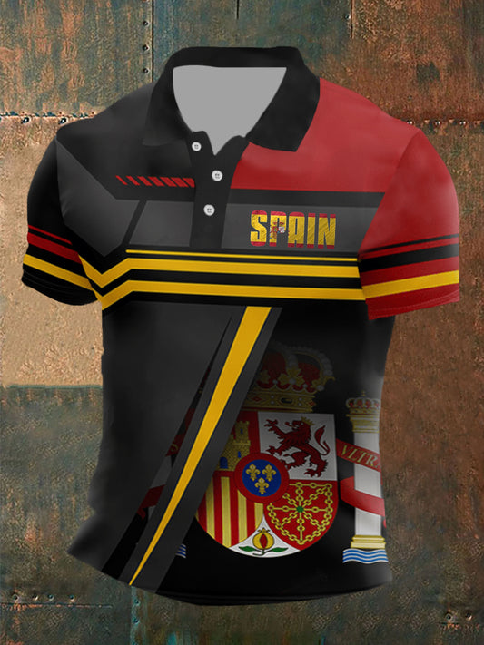 Top de manga corta con estampado de bandera de España para hombre