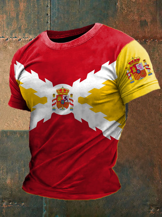 Cruz de España de los hombres de Borgoña Impreso Camiseta