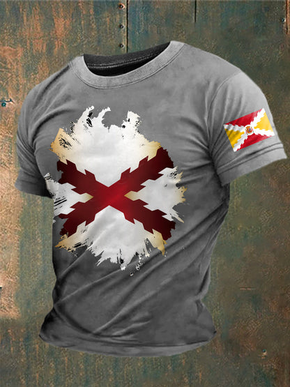 Cruz de España de los hombres de Borgoña Impreso Camiseta