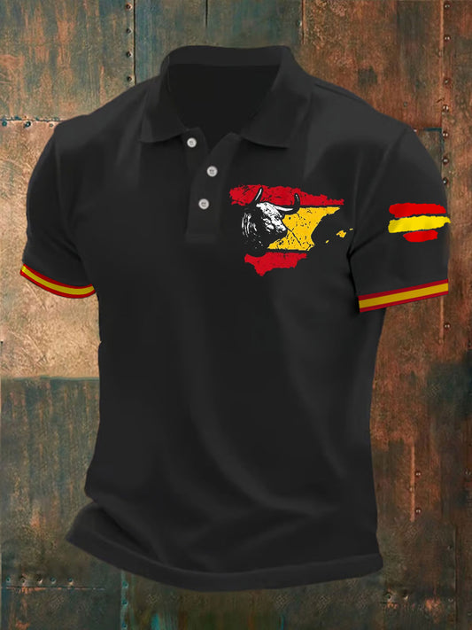 Polo de manga corta con estampado Toro español para hombre