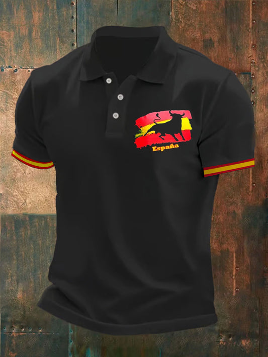 Polo de manga corta con estampado Toro español para hombre