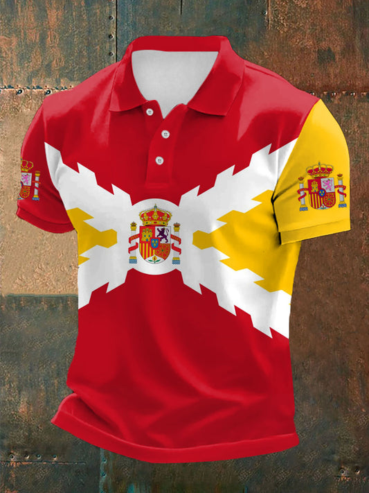 Cruz de España de los hombres de Borgoña Impreso Casual Tops