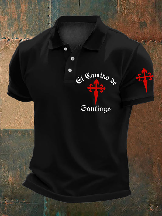 Hombre España Fe Cruz de Santiago Peregrinación a Santiago Impreso Polo