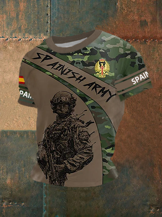 Top de manga corta con estampado de bandera de España para hombre