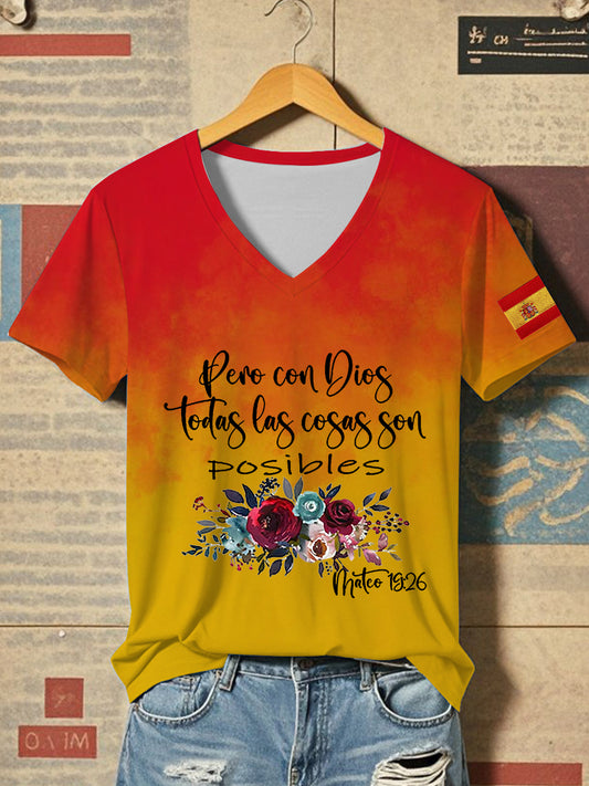Camiseta de manga corta verso español de la Biblia de las mujeres