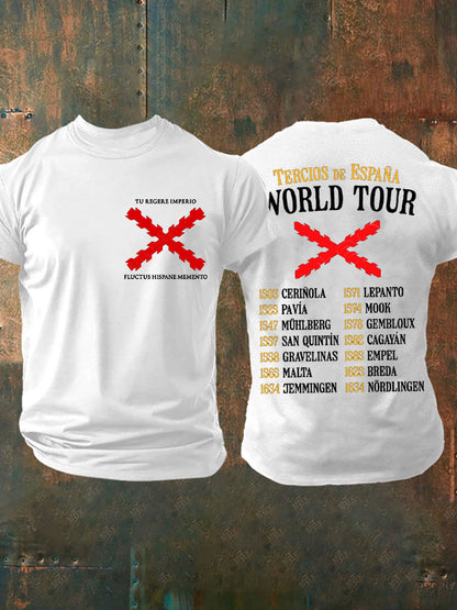 Cruz de España de los hombres de Borgoña Impreso Camiseta