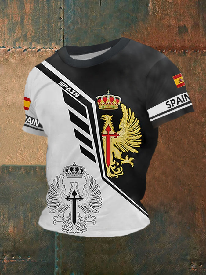Top de manga corta con estampado de bandera de España para hombre