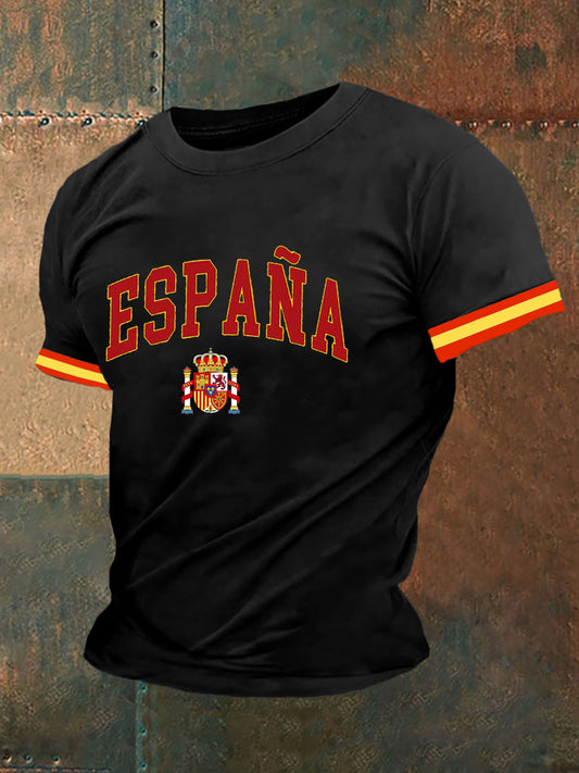 Top de manga corta con estampado de bandera de España para hombre