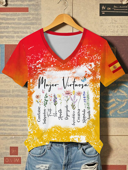 Camiseta de manga corta verso español de la Biblia de las mujeres