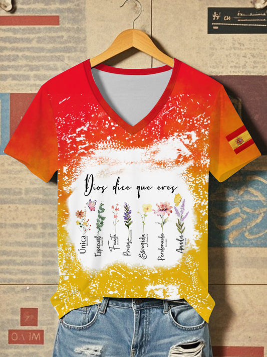 Camiseta de manga corta verso español de la Biblia de las mujeres