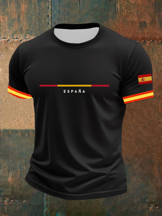 Top de manga corta con estampado de bandera de España para hombre