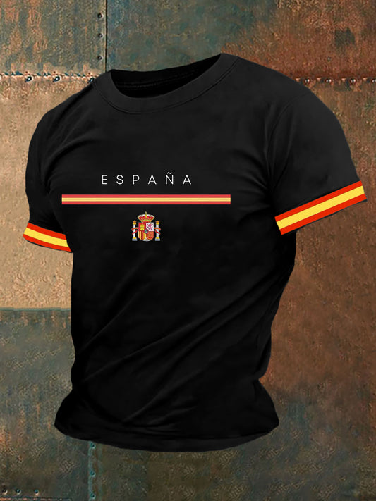 Top de manga corta con estampado de bandera de España para hombre