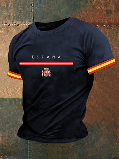 Top de manga corta con estampado de bandera de España para hombre