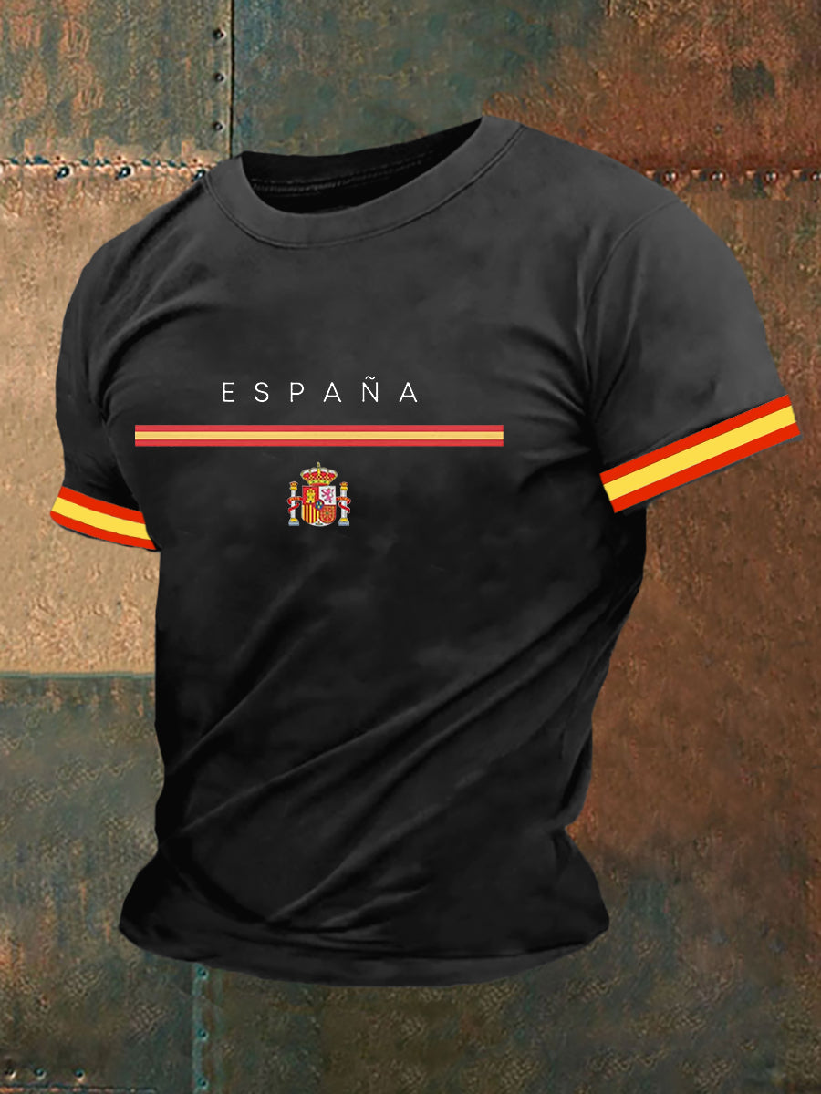 Top de manga corta con estampado de bandera de España para hombre