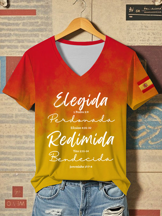 Camiseta de manga corta verso español de la Biblia de las mujeres