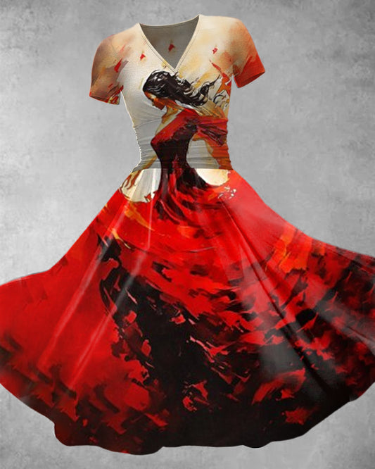 Vestido flamenco español manga corta para mujer