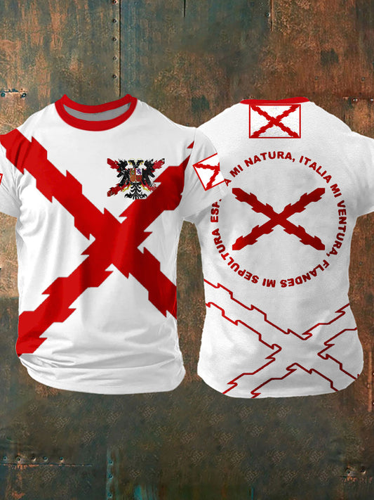 Hombres Cruz de Borgoña Tercio Impreso Camiseta