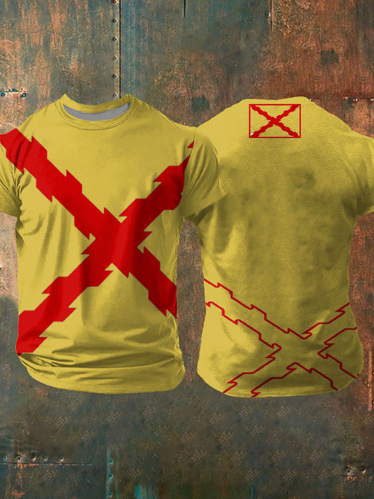 Hombres Cruz de Borgoña Tercio Impreso Camiseta